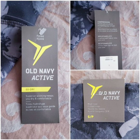 Old Navy Active Floral Mid-rise Fitted Crops - Picture 2 of 7